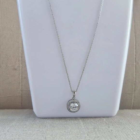 Micro Pave Necklace Cubic Zirconia Silver Tone Fashion Jewelry Khols NWT $60 - Picture 10 of 12